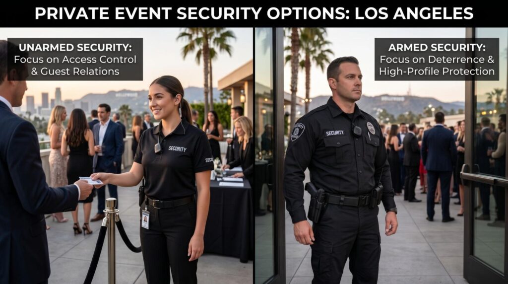 private event security armed vs unarmed security