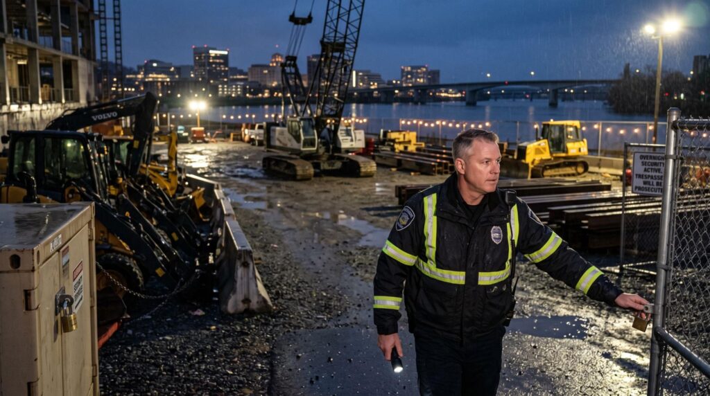 Construction Security in Riverside Protecting Equipment Overnight